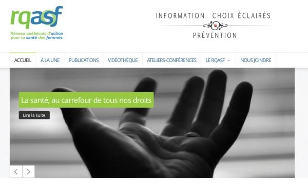 Photo du site Réseau québécois d’action pour la santé des femmes